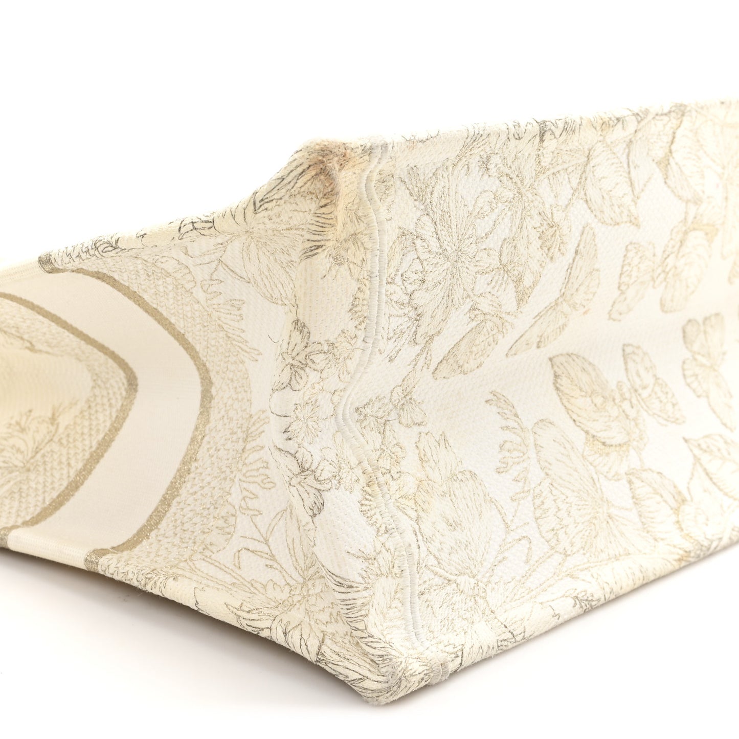 Canvas Embroidered Medium Jardin D'Hiver Book Tote White Gold