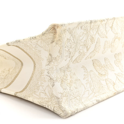 Christian Dior Canvas Embroidered Medium Jardin D'Hiver Book Tote White Gold 9 of 11