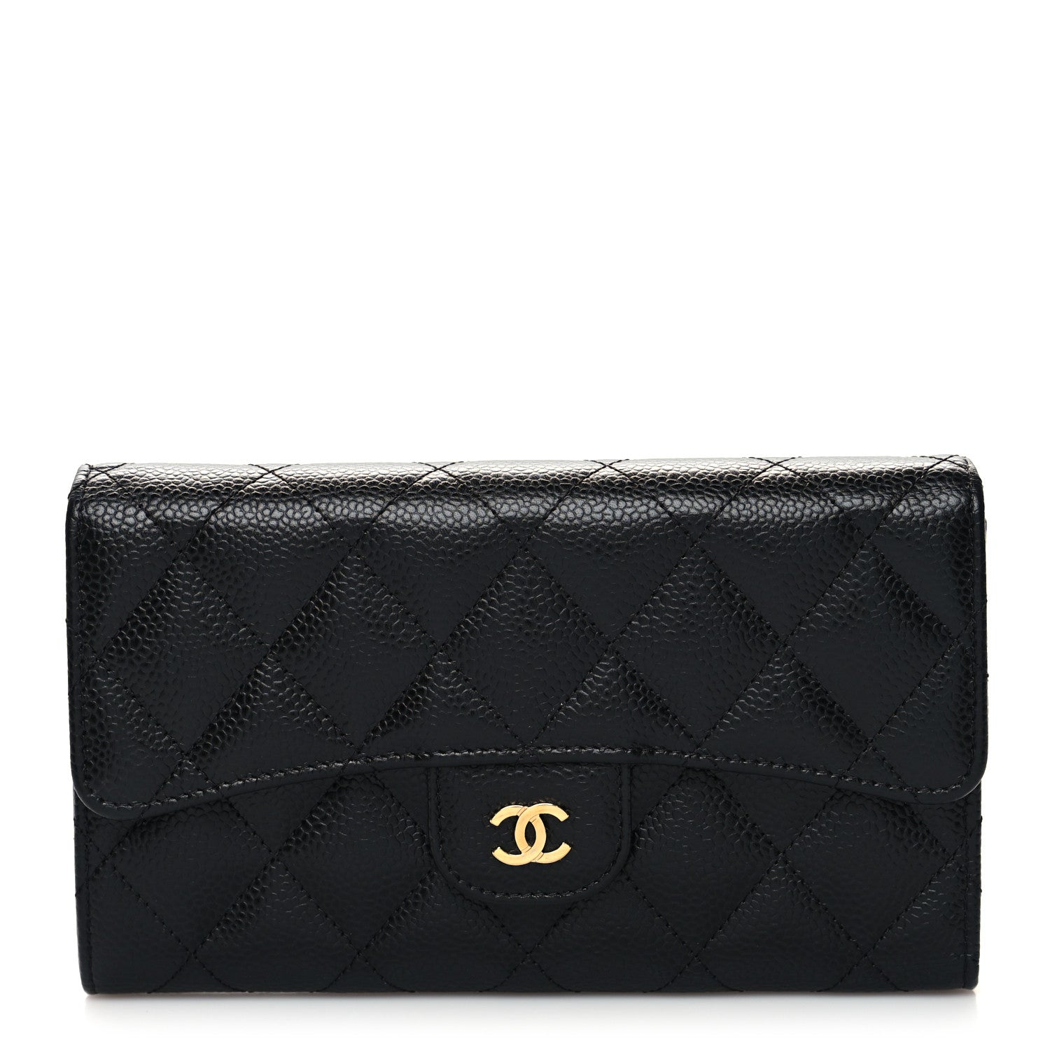 Chanel Caviar Quilted Long Flap Wallet Black 1 of 9