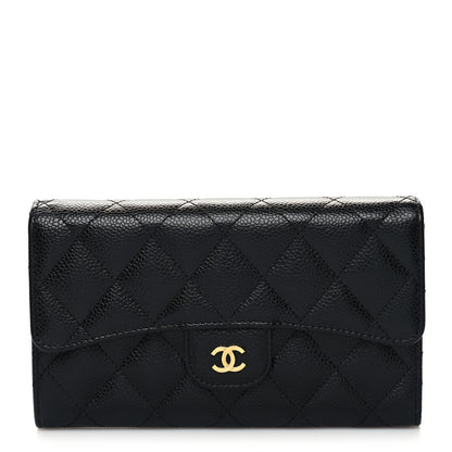 Chanel Caviar Quilted Long Flap Wallet Black 1 of 9