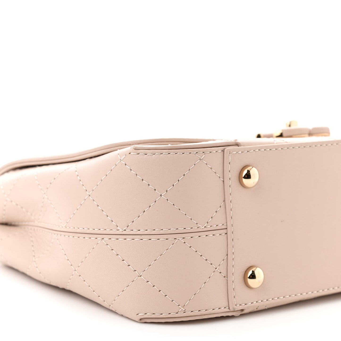 Calfskin Stitched Medium Covered CC Flap Bag Light Pink
