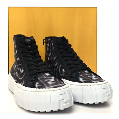Fendi X SARAH COLEMAN Fabric Jacquard FF Vertigo Mens Fendi Force High Top Sneakers 10 Silver Com 9 of 9