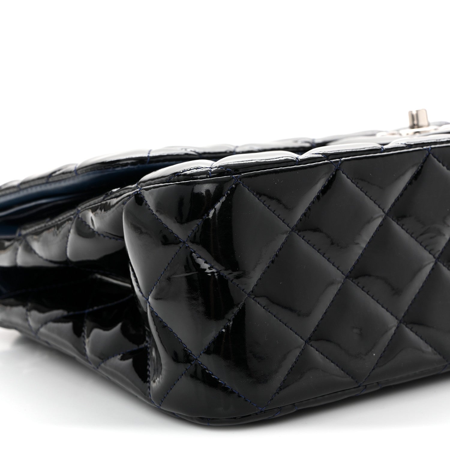 Chanel Patent Quilted Jumbo Double Flap Dark Blue 9 of 10
