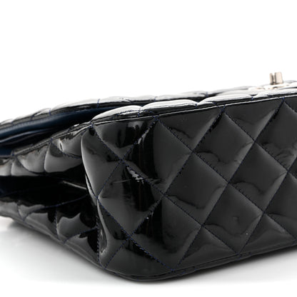 Chanel Patent Quilted Jumbo Double Flap Dark Blue 9 of 10