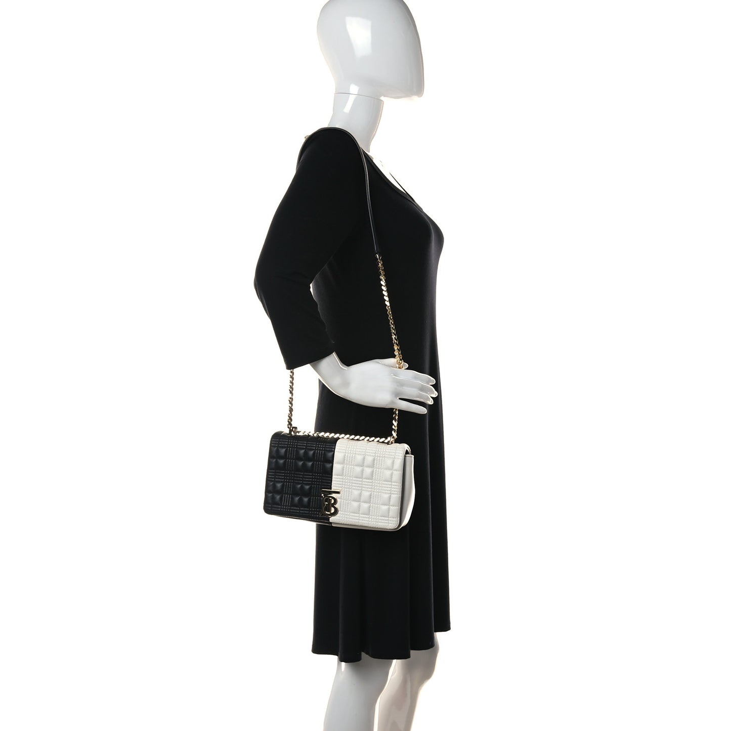 Lambskin Quilted Small Lola Bag White Black