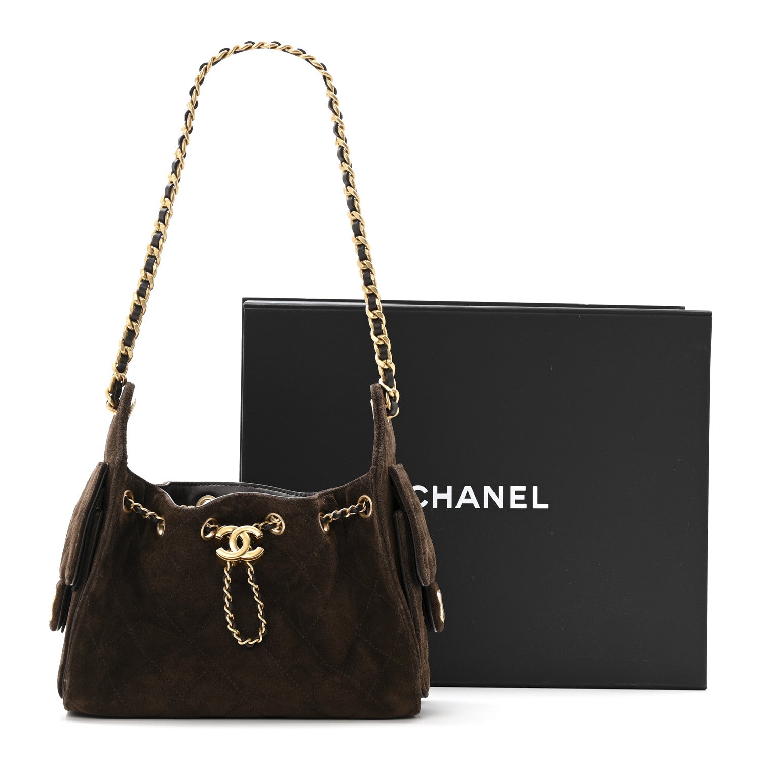 Chanel Suede Quilted Mini Chanel 25 Handbag Dark Brown 13 of 13