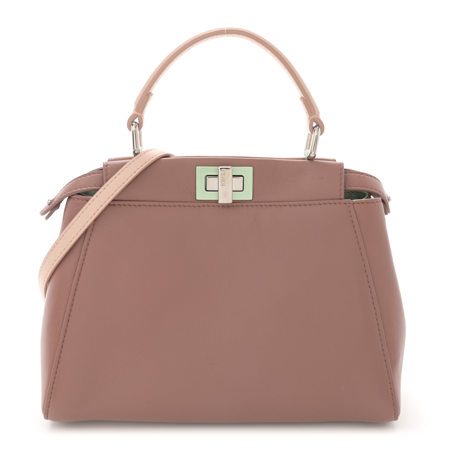Fendi Nappa Colorblock Mini Peekaboo Iconic Satchel English Rose Plaster Oxigen 1 of 10