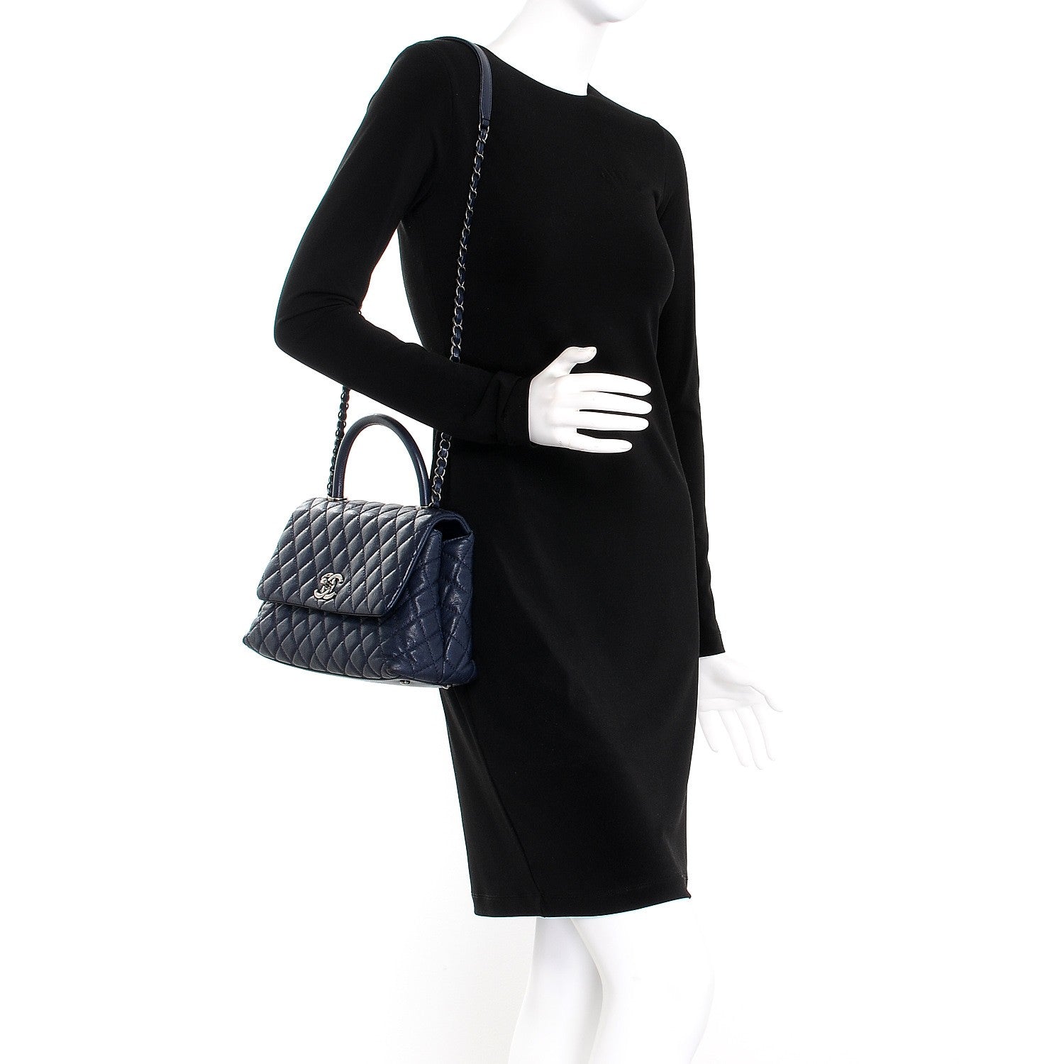 Chanel Caviar Quilted Small Coco Handle Flap Navy 2 of 10