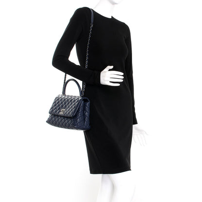 Chanel Caviar Quilted Small Coco Handle Flap Navy 2 of 10