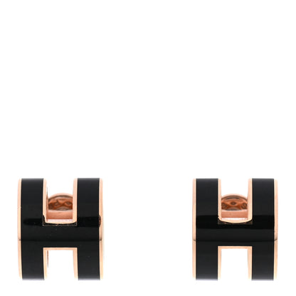 Hermes Rose Gold Lacquered Pop H Earrings Black 2 of 11