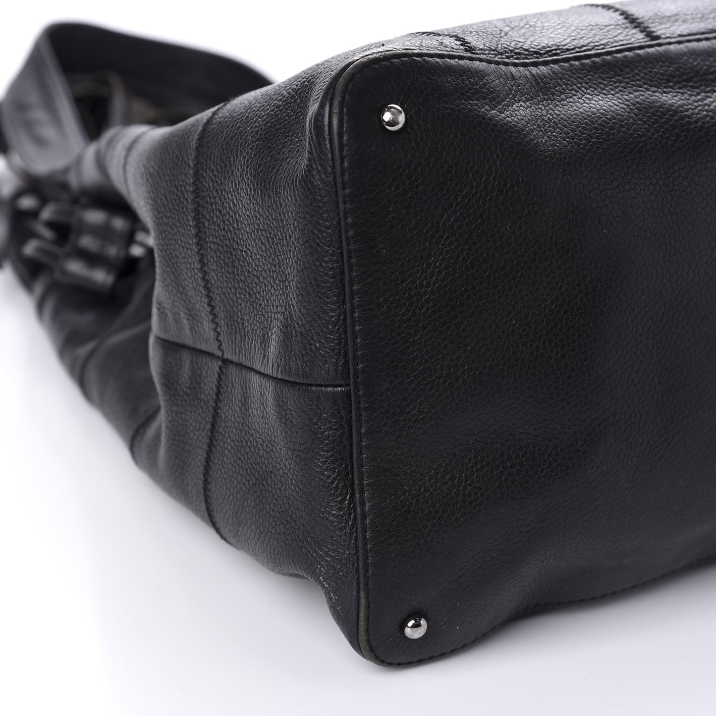 Calfskin Square Stitched Tassel Bag Black