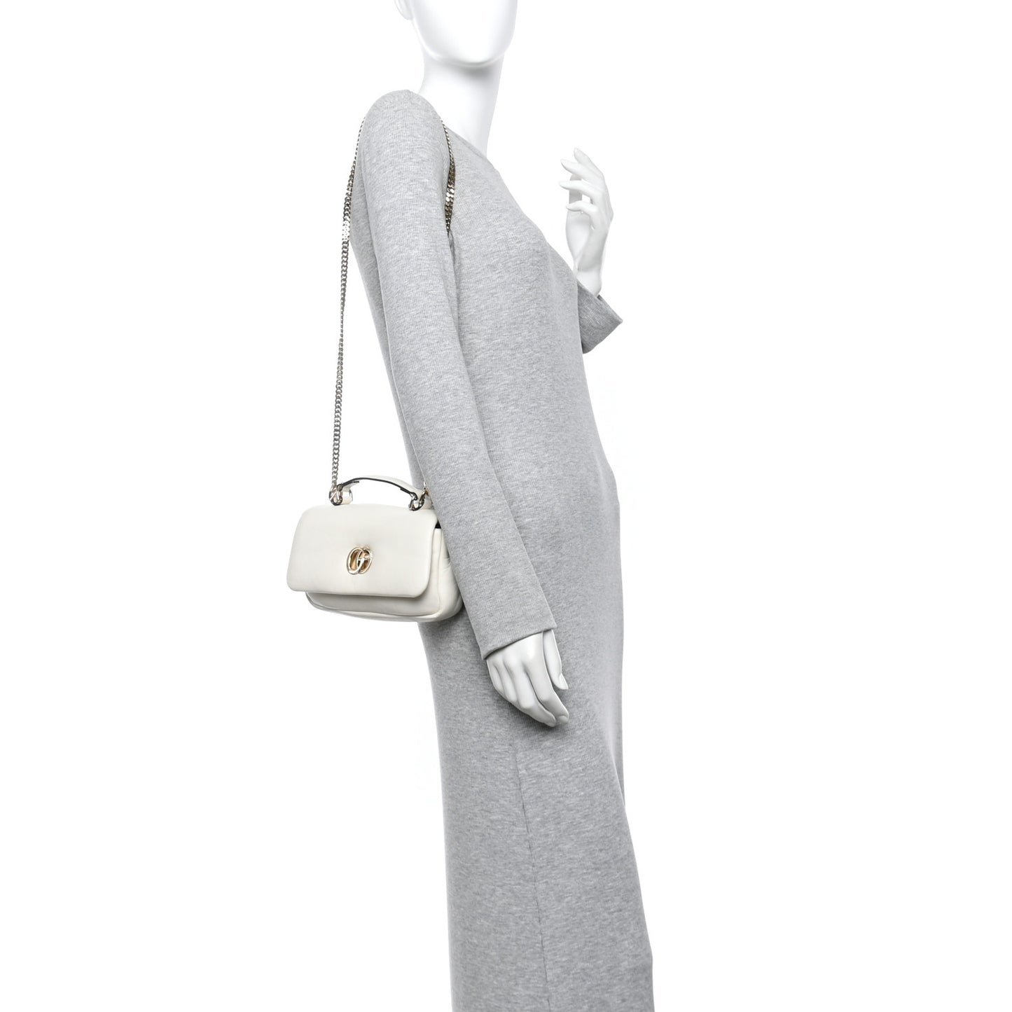 Lambskin Mini GG Milano Top Handle Shoulder Bag White