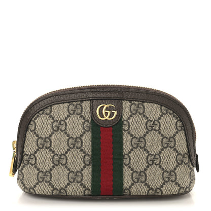 Gucci GG Supreme Monogram Textured Calfskin Web Medium Ophidia Cosmetic Case Beige Ebony New Acero 1 of 6