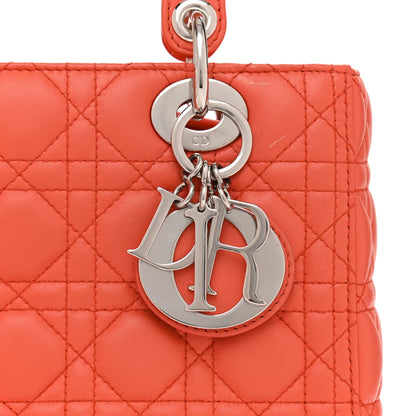 Christian Dior Lambskin Cannage Medium Lady Dior Coral 7 of 10