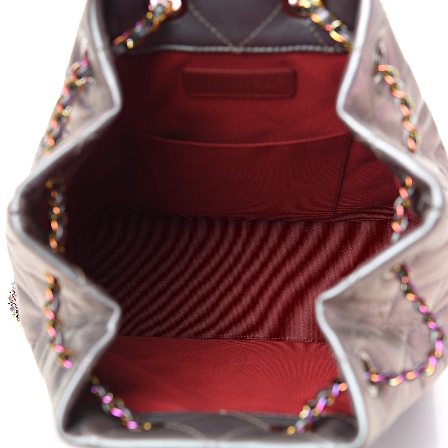 Iridescent Lambskin Calfskin Quilted Gabrielle Backpack Light Purple