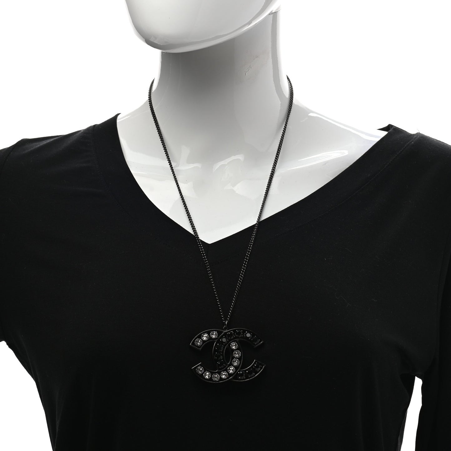 Ruthenium Crystal CC Necklace Black
