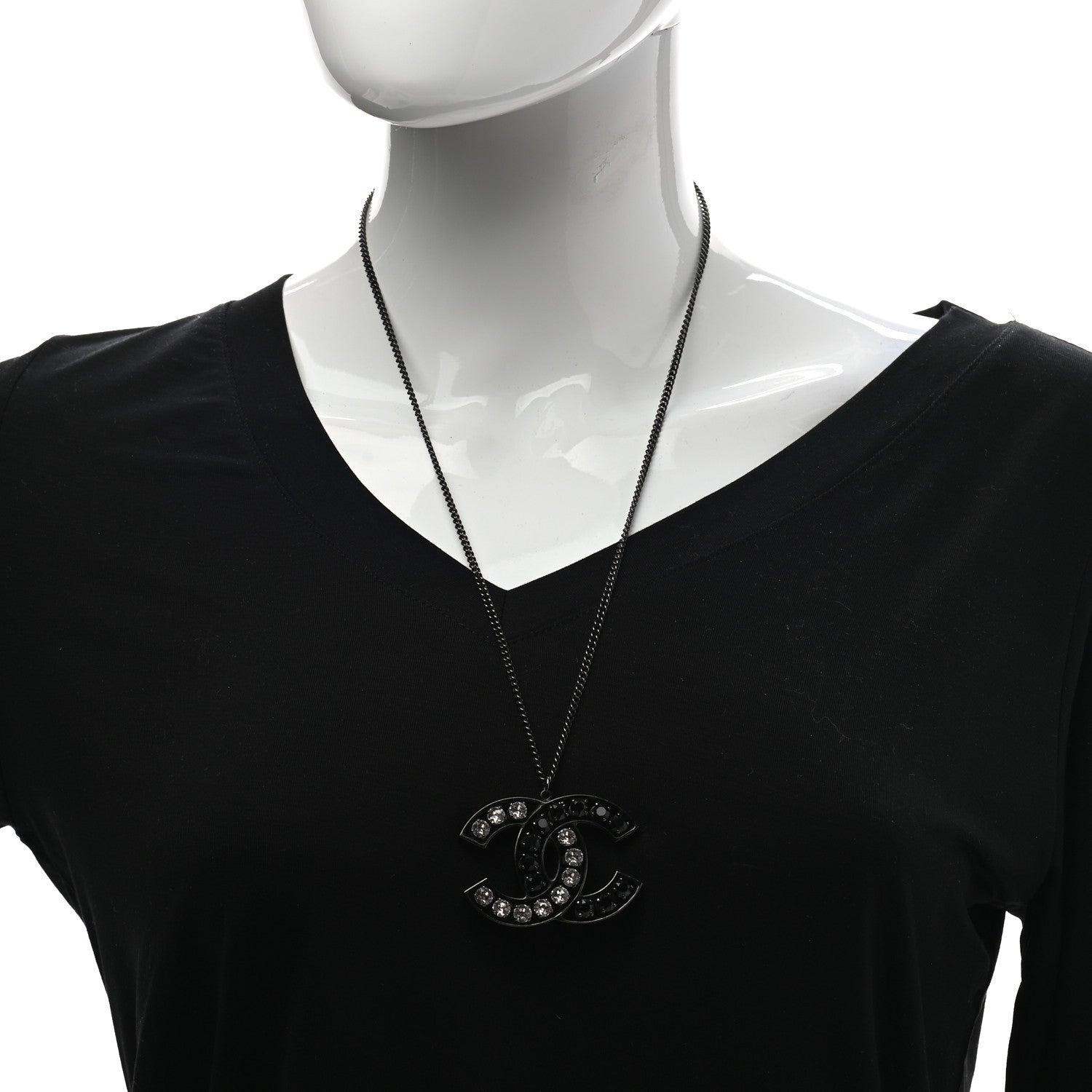 Chanel Ruthenium Crystal CC Necklace Black 2 of 5