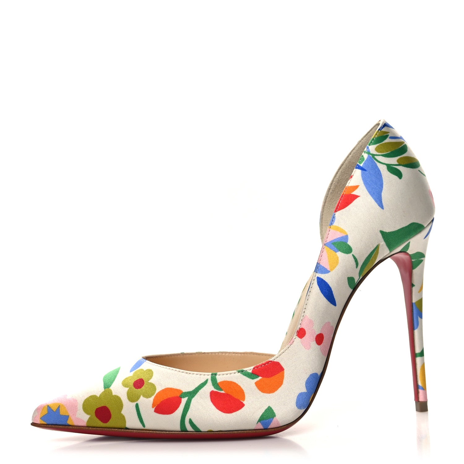 Christian Louboutin Satin Iriza 100 Crepe Floral Pumps 37 Multicolor 1 of 7