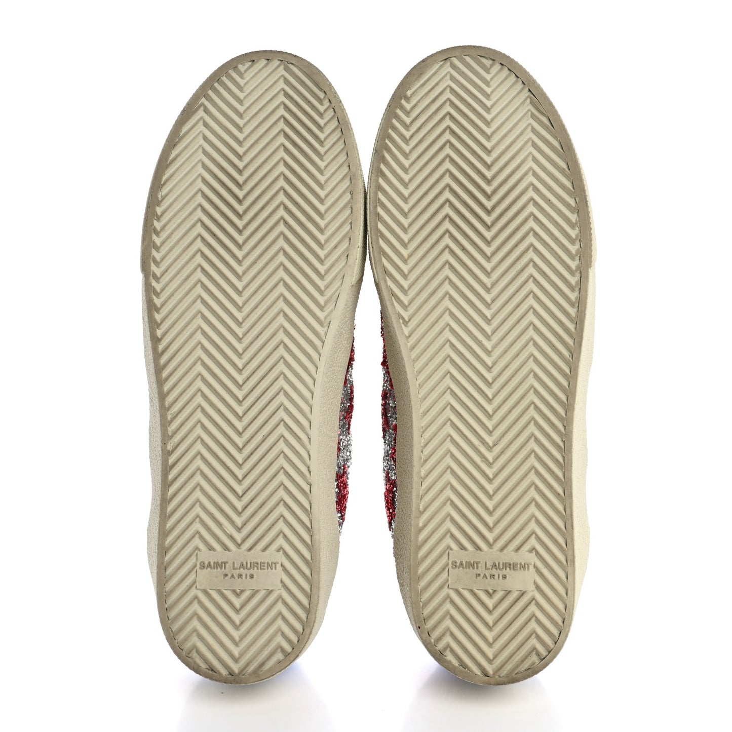 Calfskin Glitter Star Court Sneakers 40 Silver Red