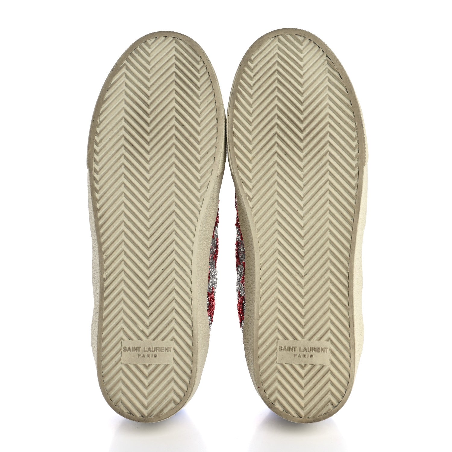 Saint Laurent Calfskin Glitter Star Court Sneakers 40 Silver Red 6 of 13