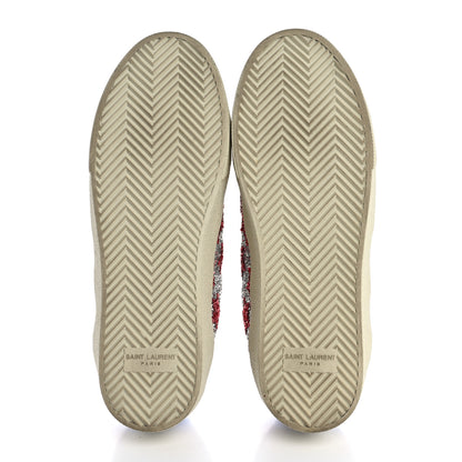 Saint Laurent Calfskin Glitter Star Court Sneakers 40 Silver Red 6 of 13