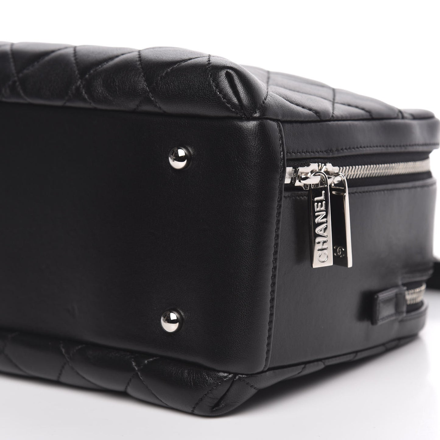 Lambskin Quilted Small Trendy CC Bowling Bag Black