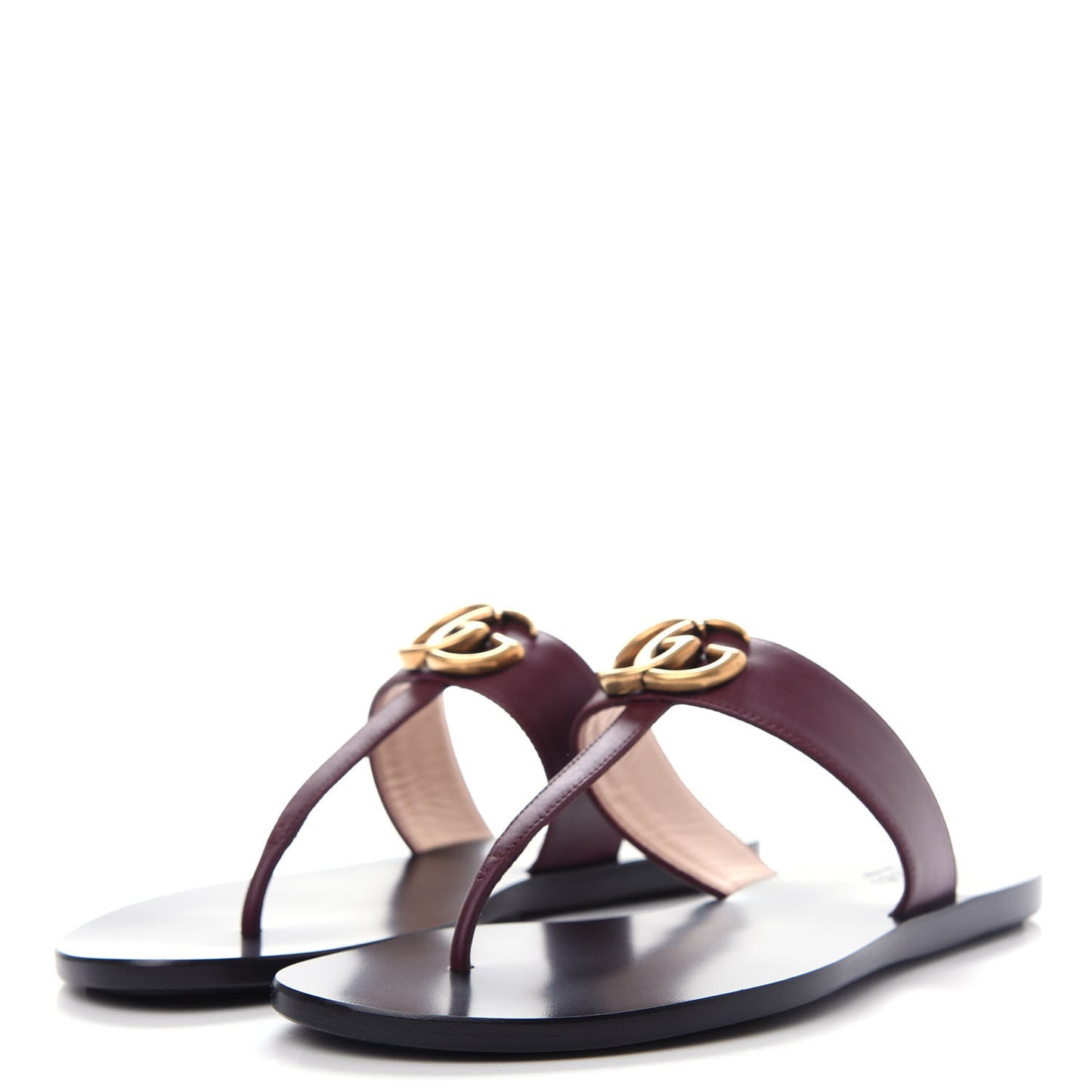 Calfskin GG Marmont Thong Sandals 36 Vintage Bordeaux