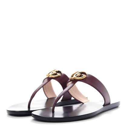 Gucci Calfskin GG Marmont Thong Sandals 36 Vintage Bordeaux 3 of 10