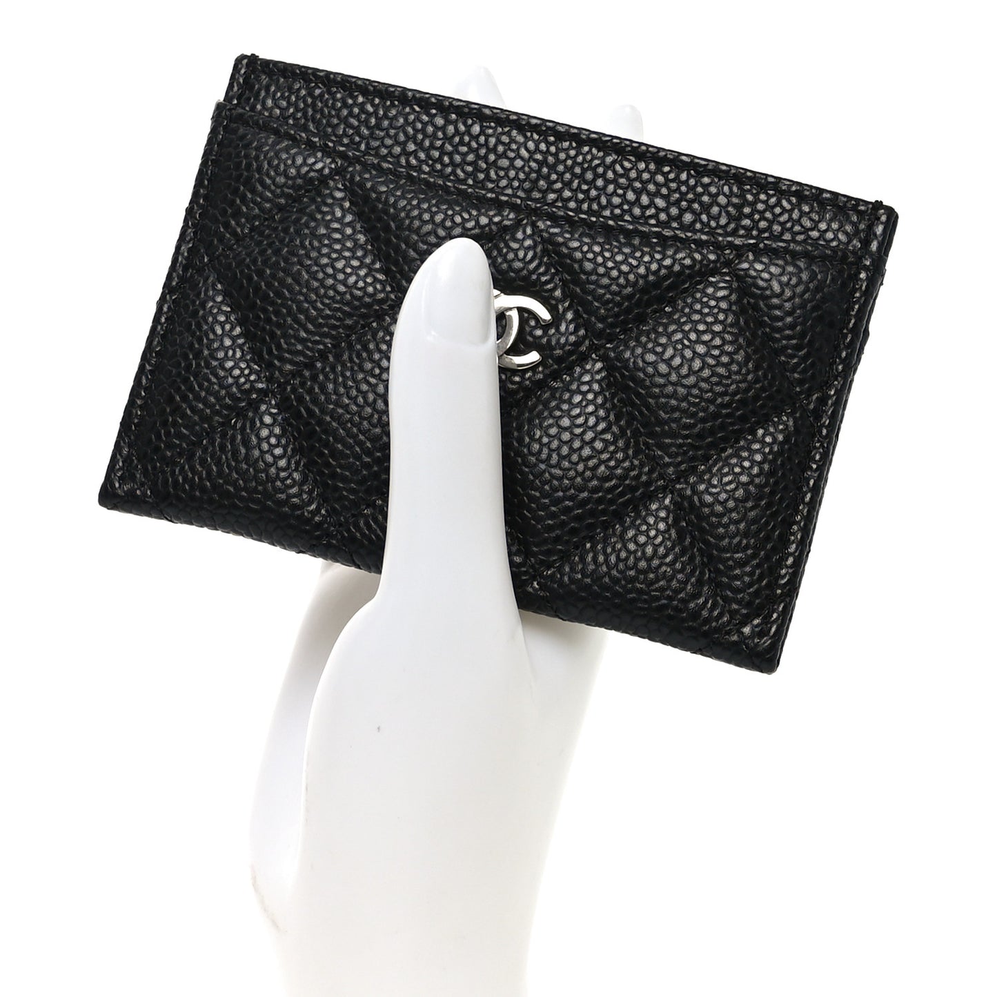 Caviar Quilted Card Holder Black