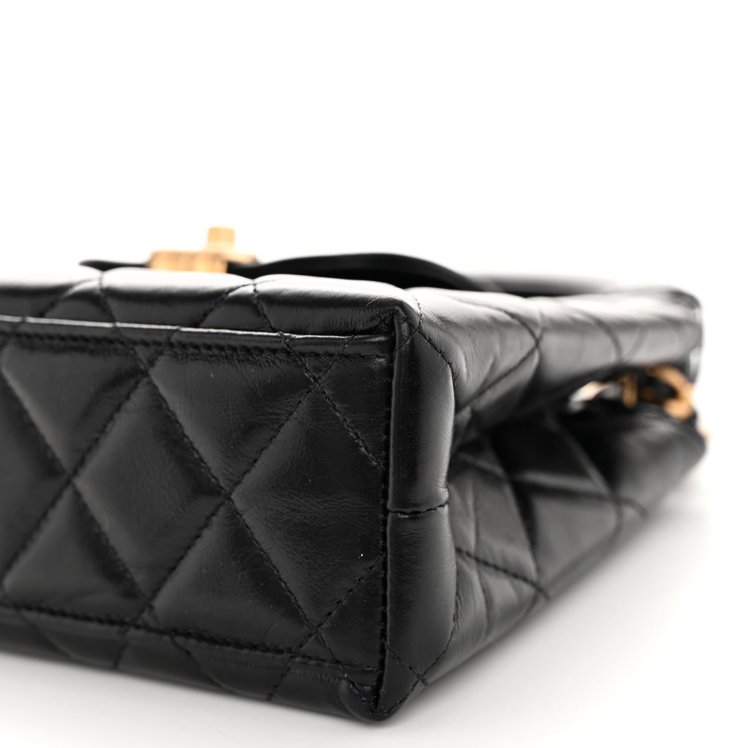 Chanel Shiny Aged Calfskin Quilted Nano Kelly Shopper Black 10 of 11