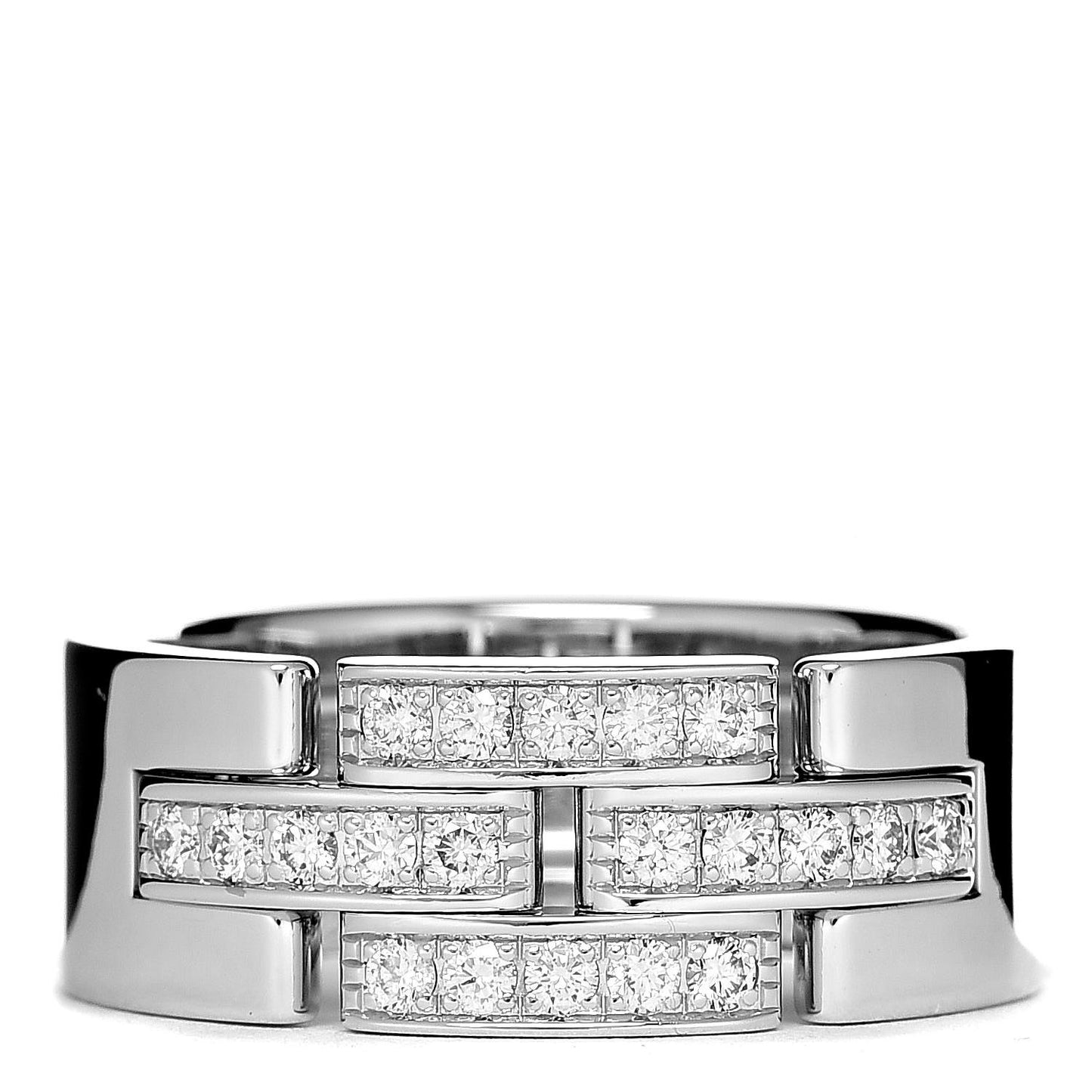 18K White Gold Diamond Maillon Panthere Band Ring 54 6.75