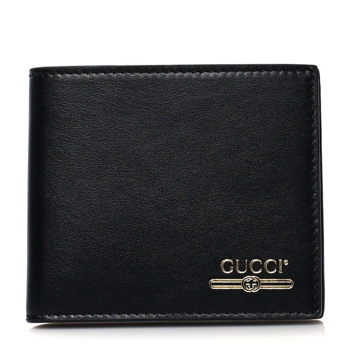 Plutone Calfskin Logo Bi-Fold Wallet Black
