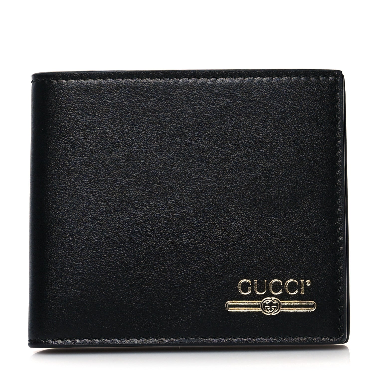 Gucci Plutone Calfskin Logo Bi-Fold Wallet Black 1 of 7