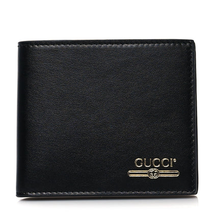 Gucci Plutone Calfskin Logo Bi-Fold Wallet Black 1 of 7