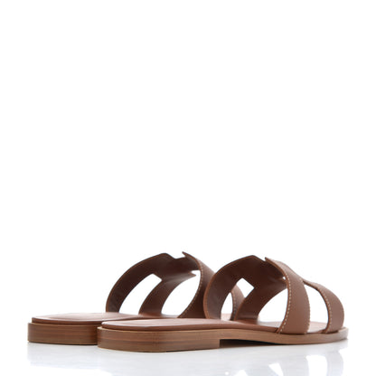 Hermes Box Calfskin Oran Sandals 37 Gold 4 of 14