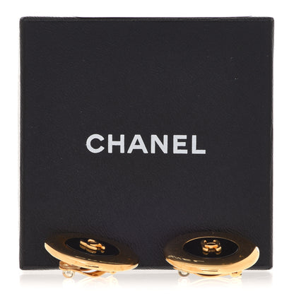 Chanel CC Round Clip On Earrings Gold Black 5 of 5