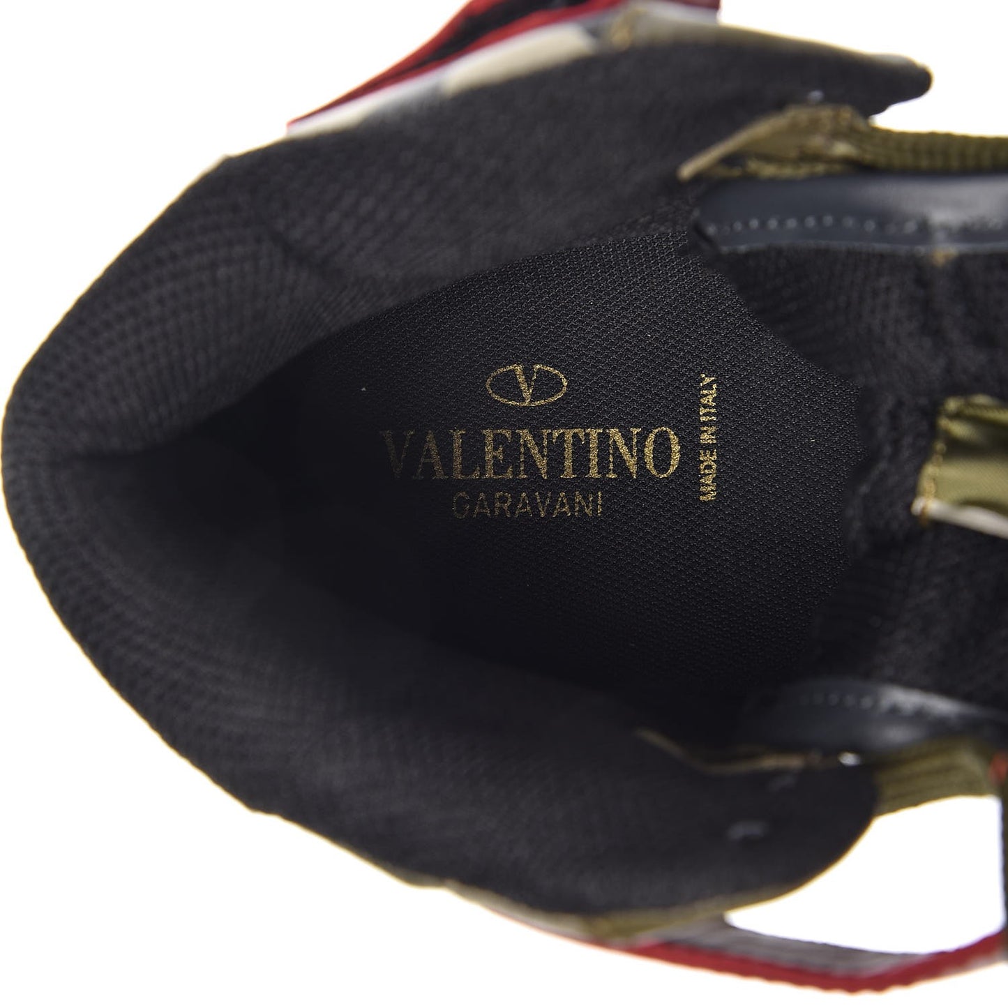 Calfskin Canvas Camouflage Rockstud Rock Be Sneakers 39.5 Olive
