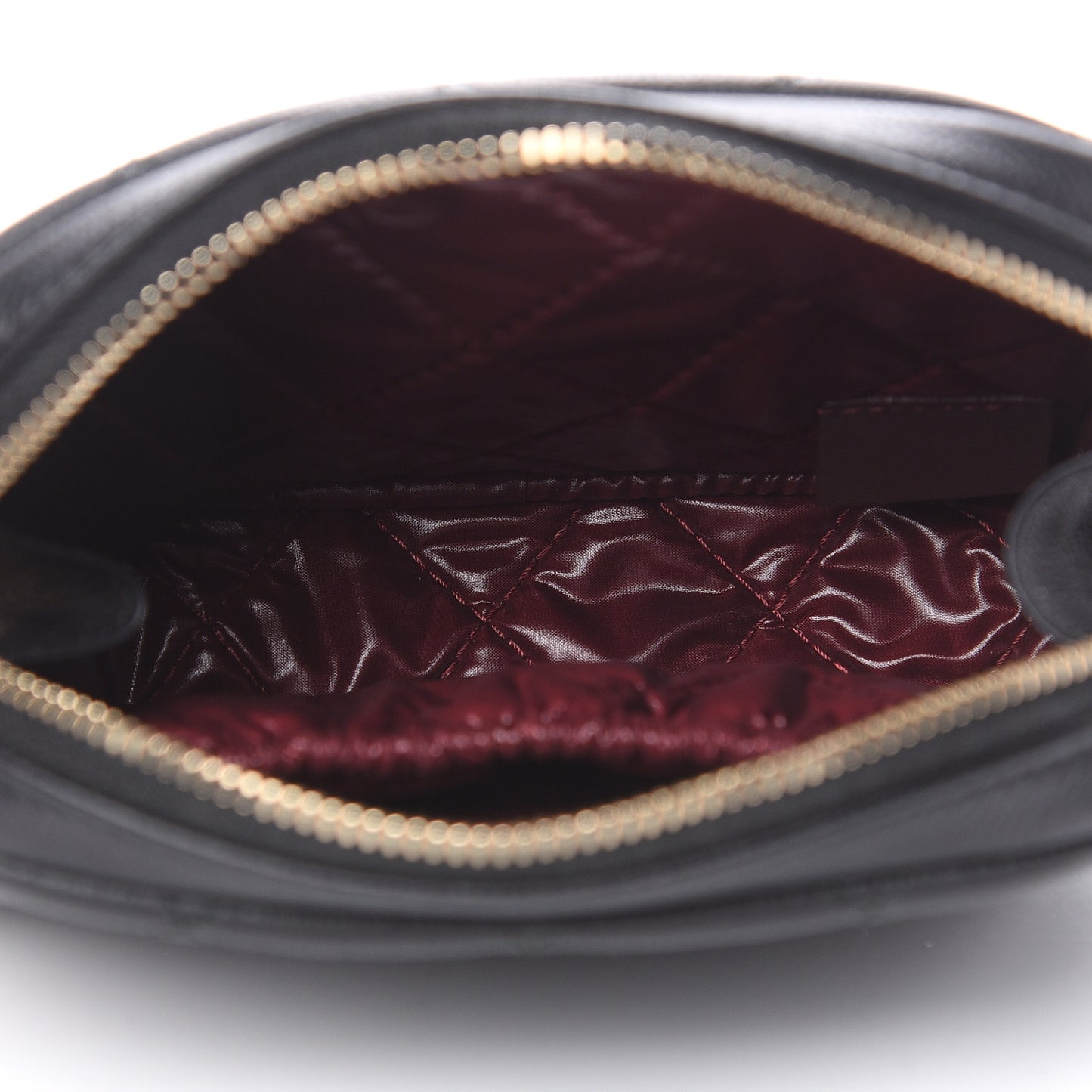 Caviar Quilted Small Curvy Pouch Cosmetic Case Black