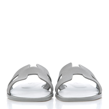 Hermes Epsom Oran Sandals 37 Bleu Glacier 2 of 14