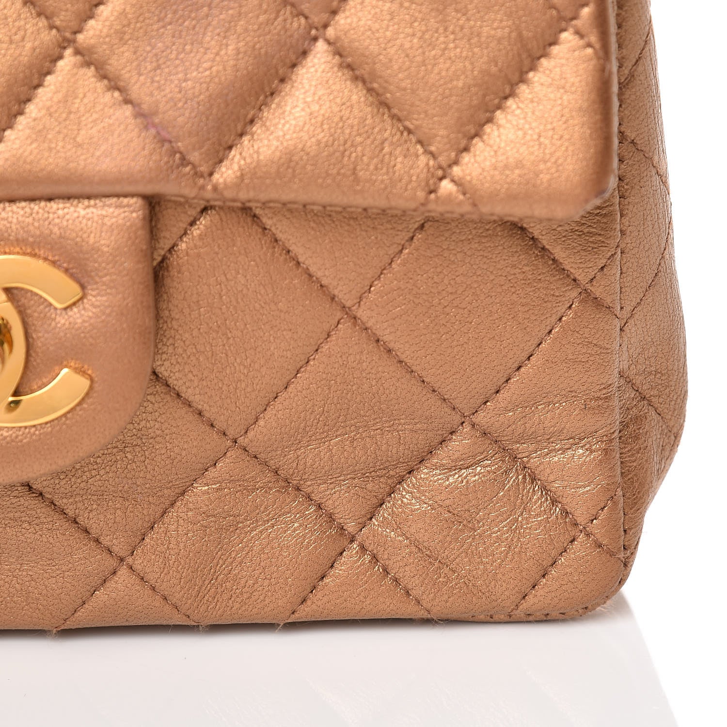 Chanel Metallic Lambskin Quilted Mini Square Flap Bronze 12 of 14