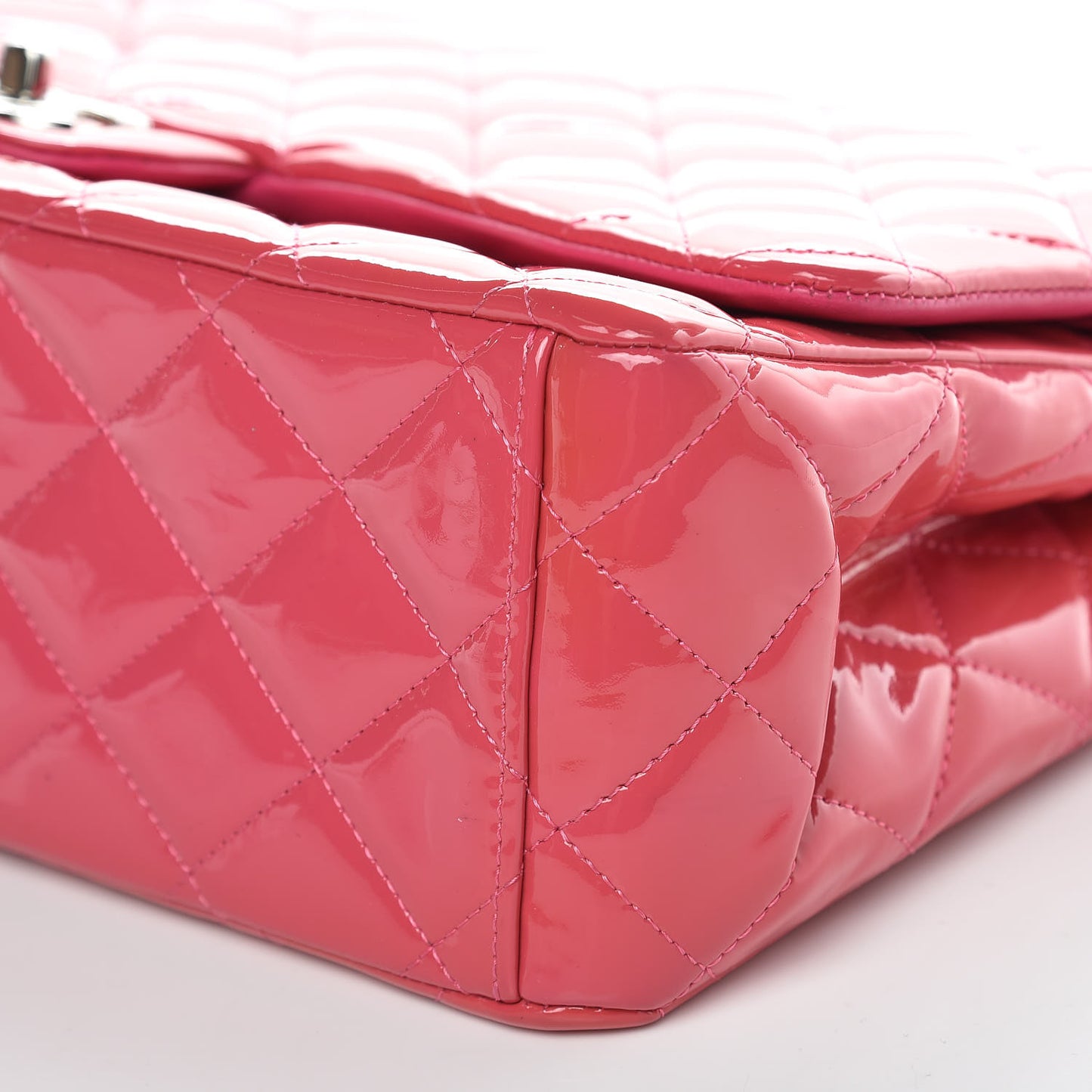 Patent Maxi Quilted Double Flap Dark Pink