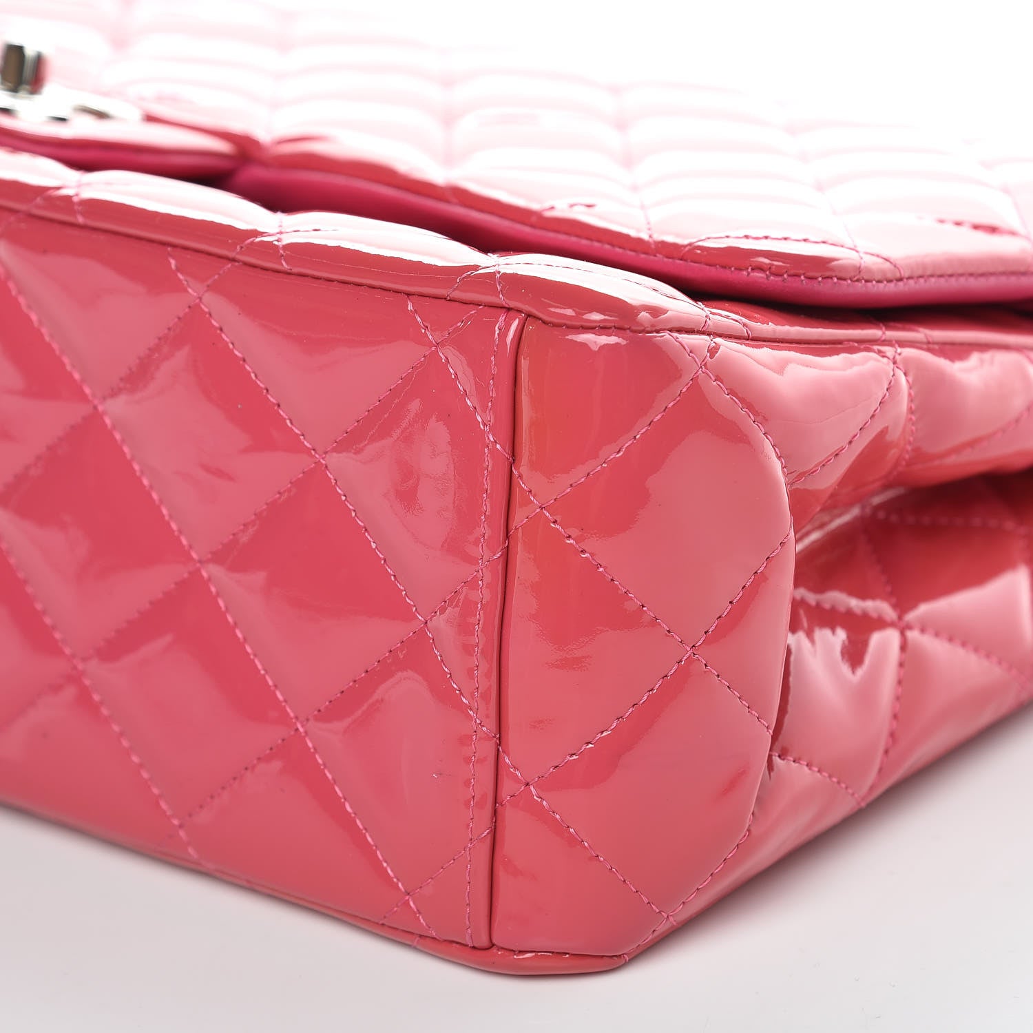 Chanel Patent Maxi Quilted Double Flap Dark Pink 9 of 15