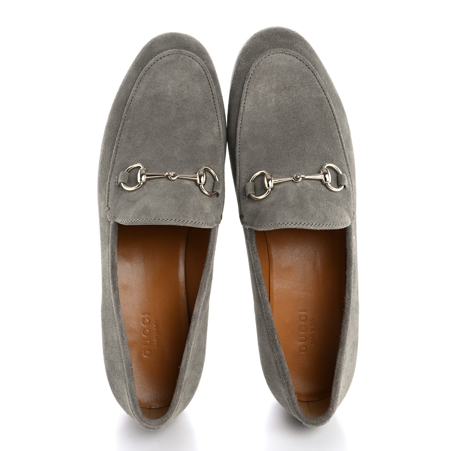 Gucci Suede Horsebit Womens Jordaan Loafers 38.5 New Fango 2 of 12