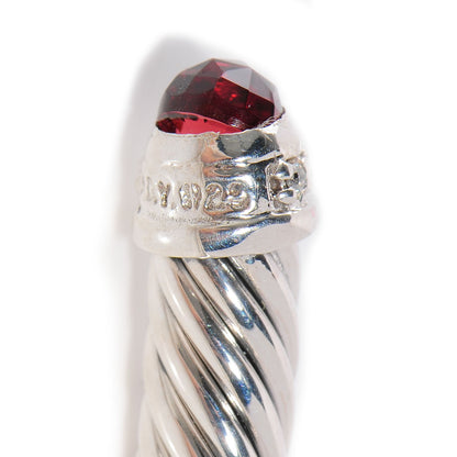 David Yurman Sterling Silver Garnet Diamond 5mm Cable Classics Bracelet 5 of 5