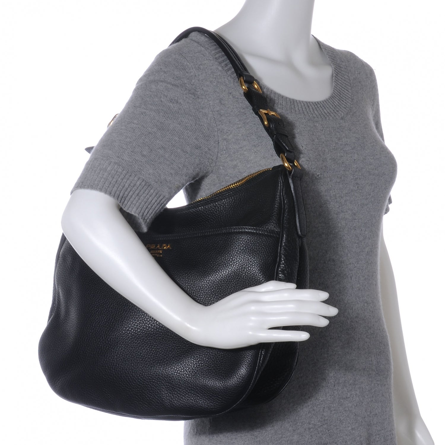 Prada Vitello Daino Shoulder Bag Nero Black 2 of 9