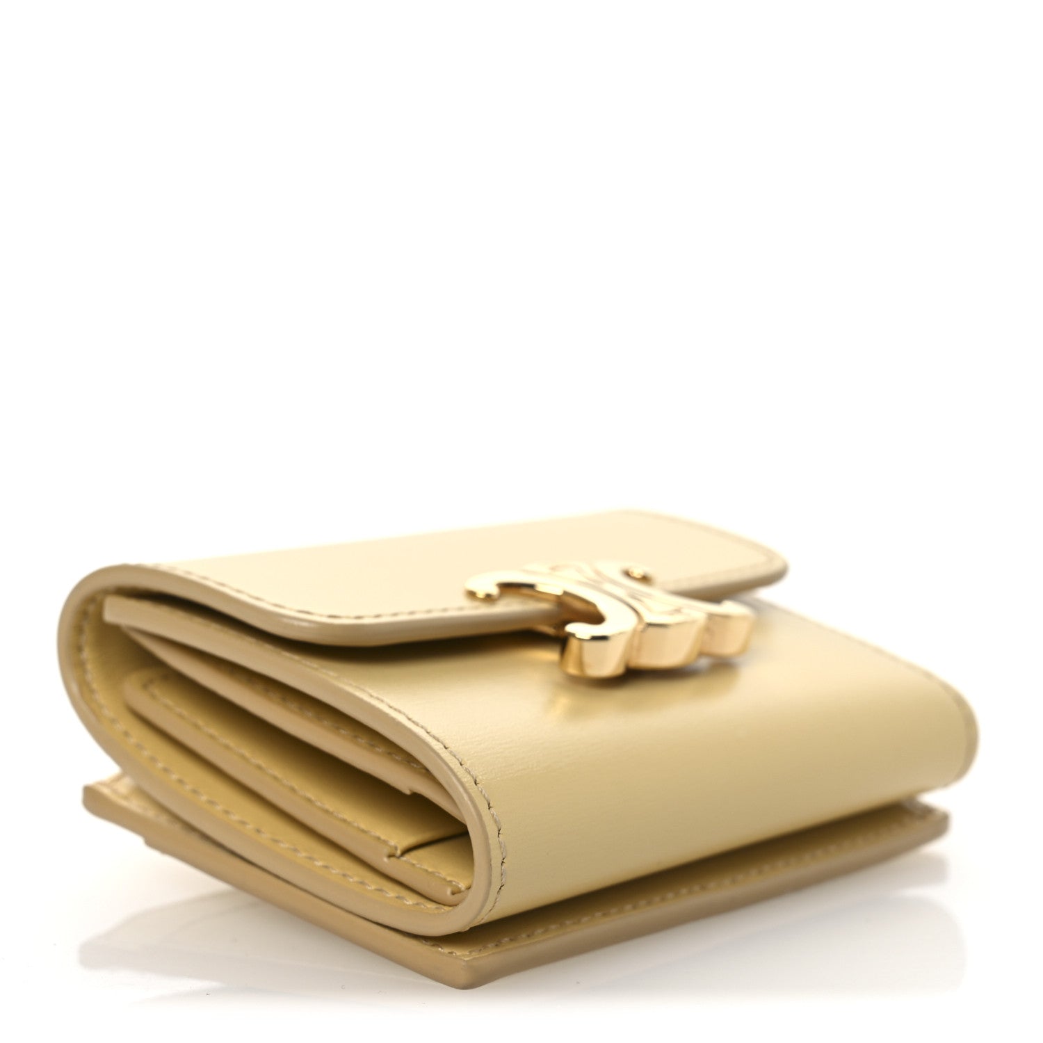 Celine Shiny Calfskin Compact Triomphe Wallet With Coin Purse Pollen 4 of 11