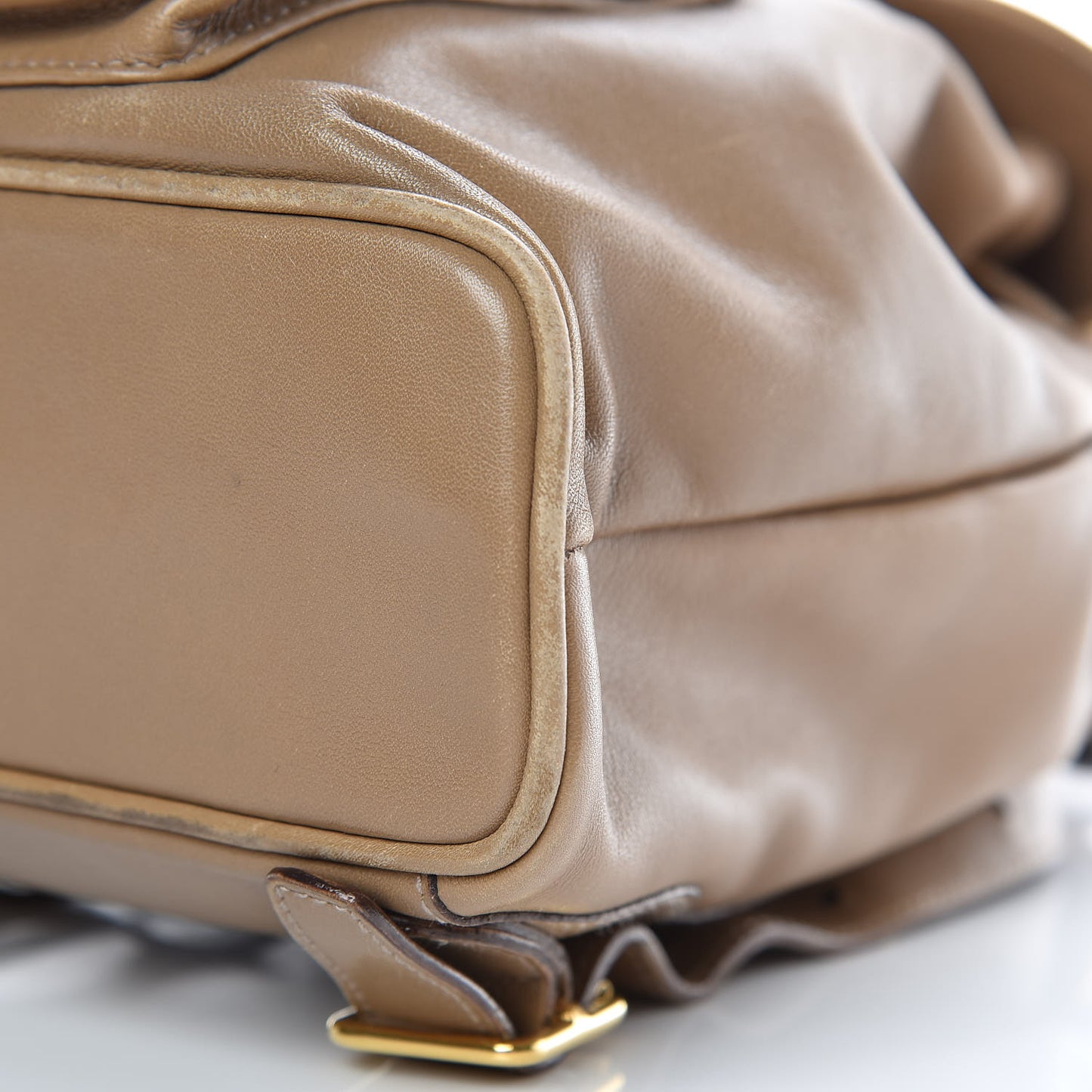 Calfskin Bamboo Mini Backpack Beige