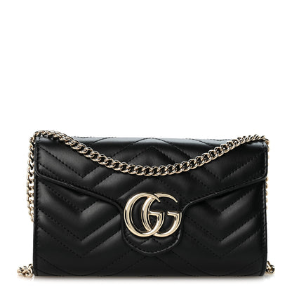 Gucci Calfskin Matelasse GG Marmont Chain Wallet Black 1 of 11