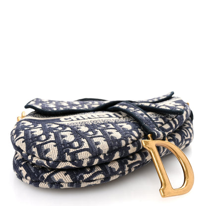 Christian Dior Oblique Embroidered Saddle Bag Blue 4 of 10