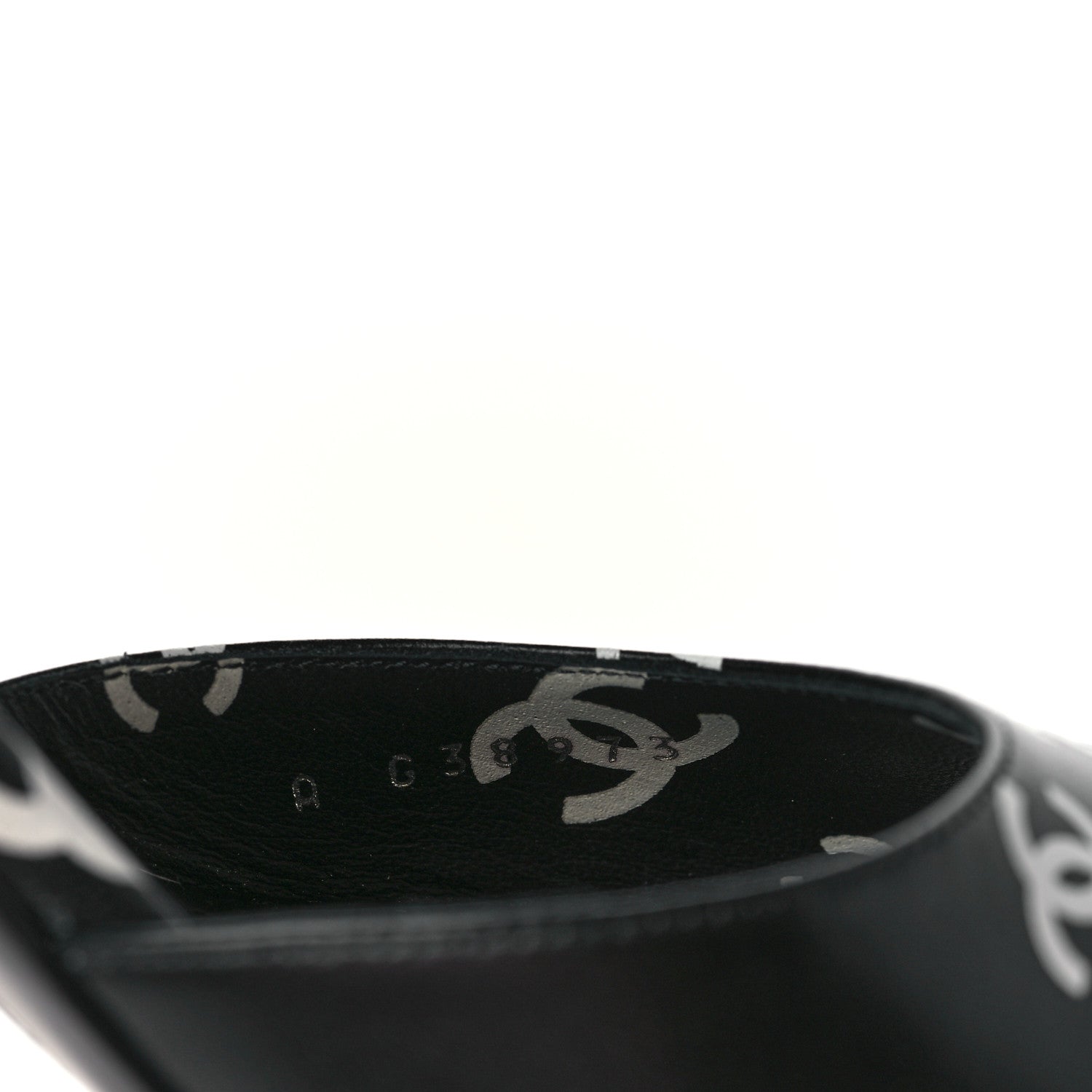 Chanel Printed Lambskin CC Sandals 36 Black White 6 of 8